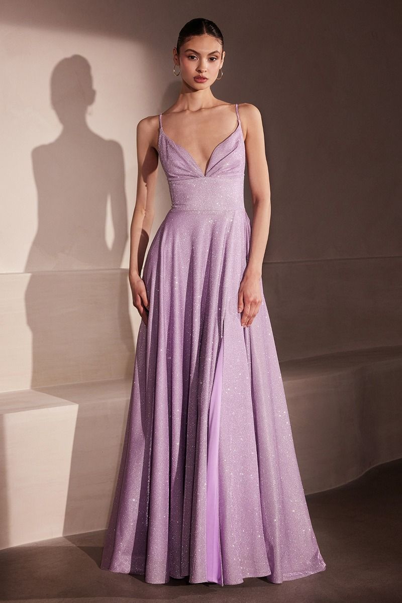 Gwendolyn Gown - Shimmer Lace-Up Back A-Line Evening Dress