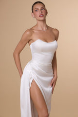 Greyson Gown - Off White Strapless Satin Dress