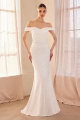 Tinsley Gown - Stretch Off-The-Shoulder Dress - Off White