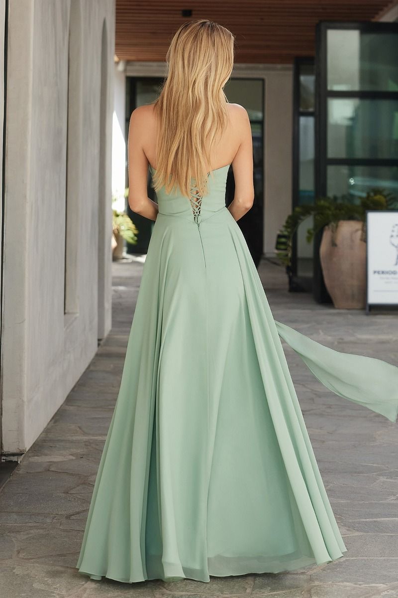 Ella Gown - A-line Strapless Chiffon Dress With Scarf