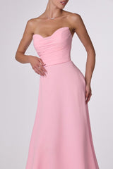 Ella Gown - A-line Strapless Chiffon Dress With Scarf