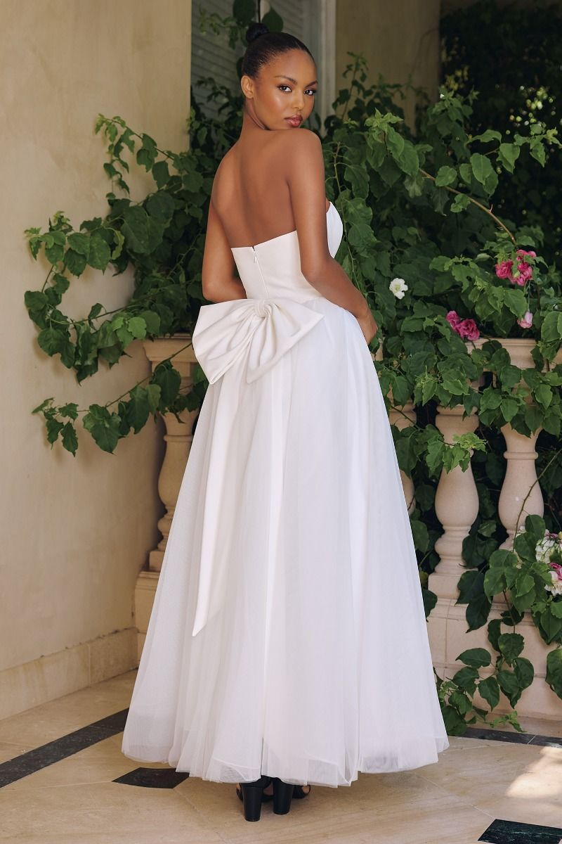 OPHELIA GOWN - OFF-WHITE STRAPLESS A-LINE DRESS WITH BOW