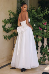OPHELIA GOWN - OFF-WHITE STRAPLESS A-LINE DRESS WITH BOW