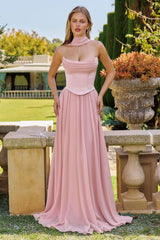 Reese Gown - Satin & Chiffon Dress With Scarf