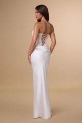 Lachlan Gown - Sequin & Satin Dress - Off White