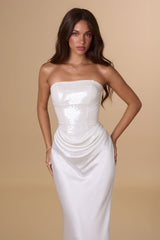 Lachlan Gown - Sequin & Satin Dress - Off White