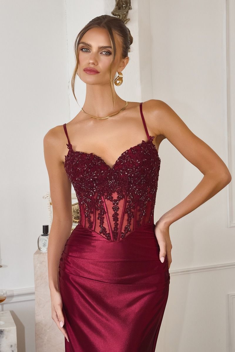 Traci Gown - Metallic Satin Corset Dress