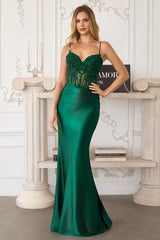 Traci Gown - Metallic Satin Corset Dress