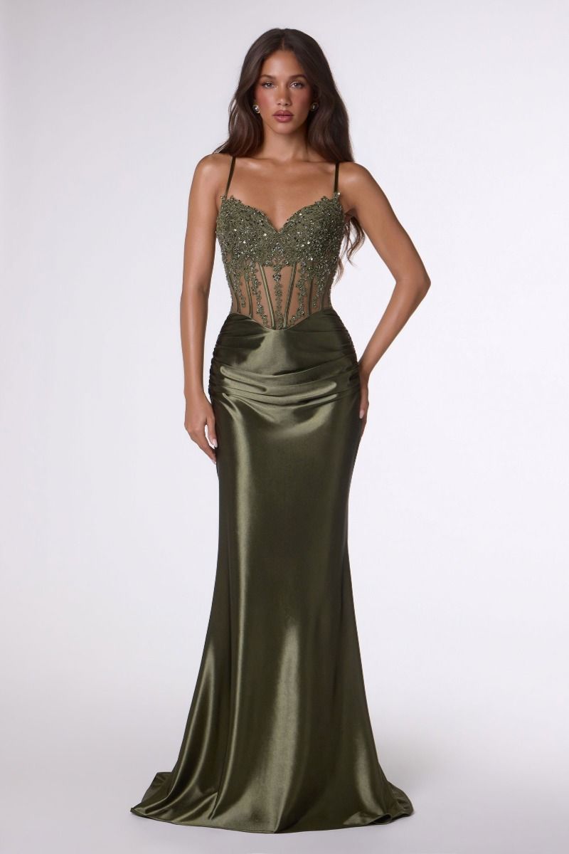 Traci Gown - Metallic Satin Corset Dress