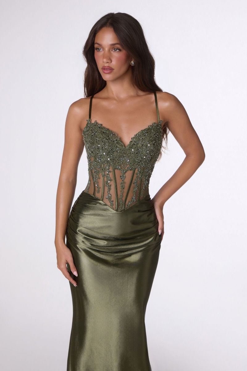 Traci Gown - Metallic Satin Corset Dress
