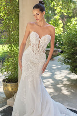 WL065 - Hera Lace Mermaid Gown With Removable Sleeves - Andrea & Leo
